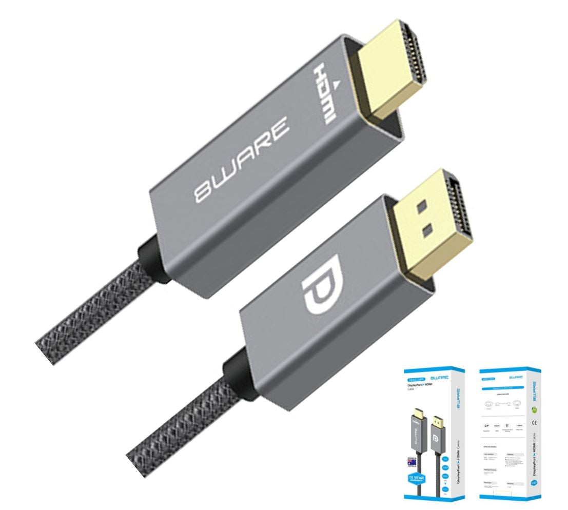 8ware 2m DisplayPort DP to HDMI Male to Male Adapter Converter Cable Retail Pack 1080P Nylon Braide for Video Card PC Notebook to Monitor Projector TV 8ware 2m DisplayPort DP to HDMI Male to Male Adapter Converter Cable Retail Pack 1080P Nylon Braide for Video Card PC Notebook to Monitor Projector TV